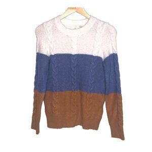 Moth Anthropologie Crew Neck White Color Block Knit Acrylic Blend Sweater XS
